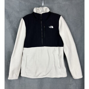 The North Face Fleece Pullover Half Zip Womens Large Black White Kangaroo Pocket